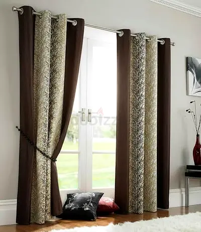 Elegant Brown and Gold Decorative Curtains