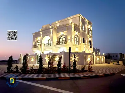 Luxury corner villa with 6 bedrooms and a roof, in Al Zahia area, Super deluxe finishing. Freehold , bank financing .