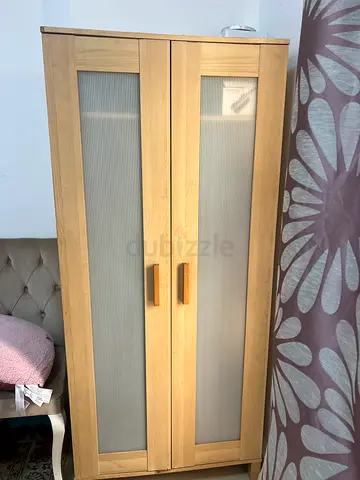 Wooden Storage Cabinet with Glass Doors