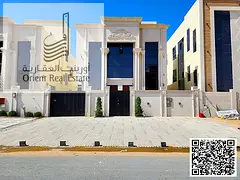Villa for sale in Ajman, Al Helio 2 area. The villa consists of 5 master bedrooms, a majlis, 2 livin