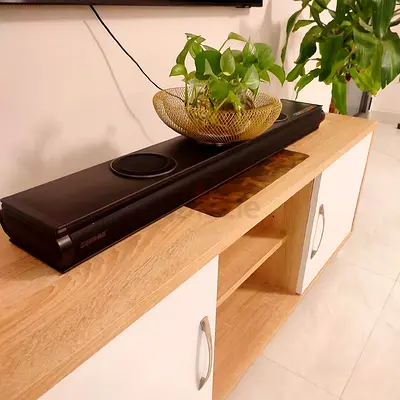 Geepas GMS11152 Portable Sound bar System 2.2CH 2 Inbuilt Sub Woofer with 3D Sound, USB/AUX