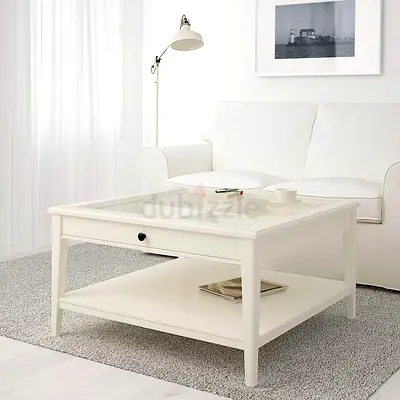 IKEA White Coffee Table with Glass Top (LIATORP)