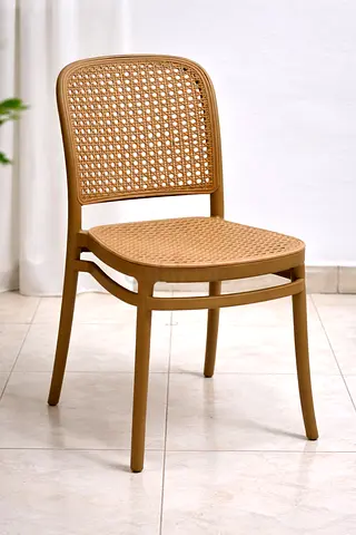 Rattan Style Plastic Dining Chair – Modern Indoor  Outdoor Chair