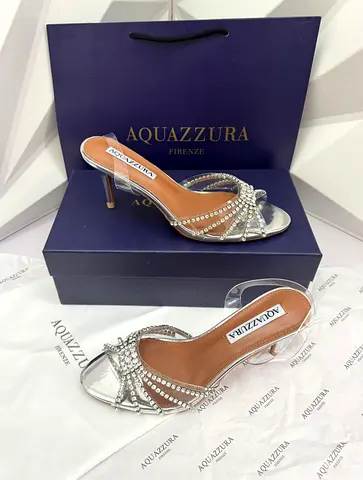 Elegant Aquazzura Silver Heels Available Size from 36 to 41