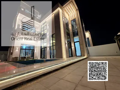 Villa for sale in Ajman, AL Helio2 The Villa is G+2, Majlis , 3 halls , 6 master rooms , swimming pool , big kitchen, pantry, and maid room