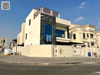 Modern corner villa for sale in Al Helio 2 – Ajman | 7 bedrooms + luxury roof terrace, price includes registration and ownership fees