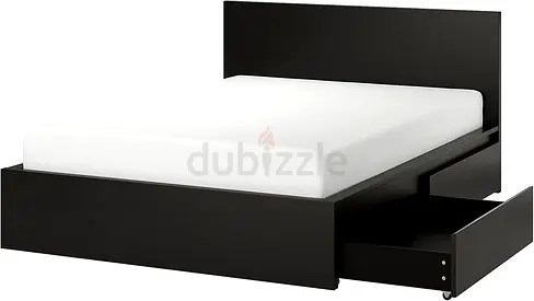 Modern Black Bed with Storage Drawer 180x200