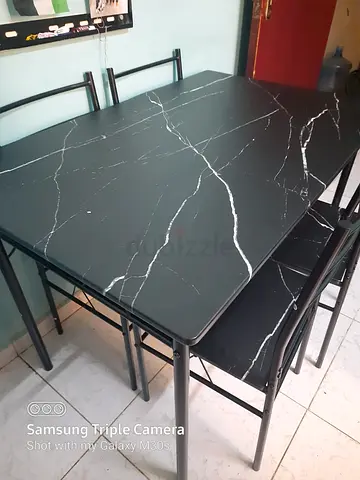 Stylish Black Marble Dining Table with Chairs