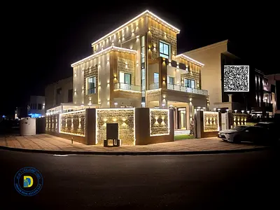 Luxury corner villa 6BR with roof , including registration fees, in Al Zahiyah, Freehold for all nationalities. Bank financing .