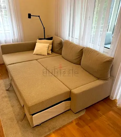 Comfortable Beige Sofa Bed with Storage