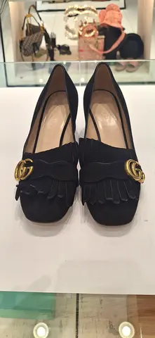 Elegant Black Flats with Gold Buckle