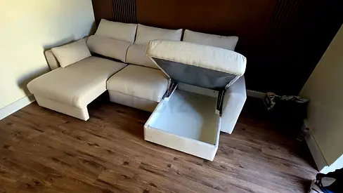 IKEA eskilstuna L shape sofa bed under storage