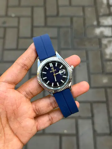 Rolex Watch on Blue Rubber Strap
