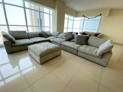 Pan Home pianca modular feather filled sofa with footstool