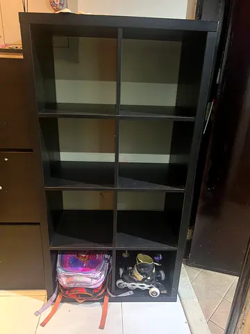 Black Bookshelf with Storage Cubes