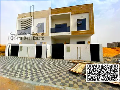 Villa for sale in Ajman, Al Zahiyah area. The villa consists of 5 master bedrooms, a majlis (formal sitting room), a living room, and a roof terrace.