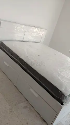 Modern Bed with Storage and New Mattress