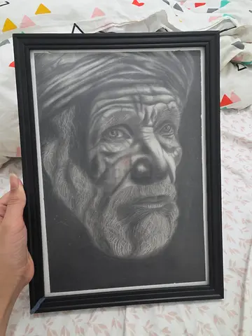 Charcoal Drawing Portrait of an Elderly Man
