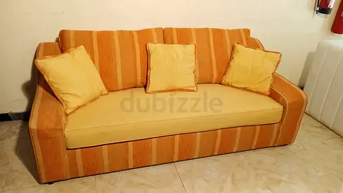 Comfortable Striped Sofa with Cushions