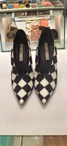 Stylish Black and White Checkered Heels