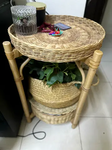 Rattan side table