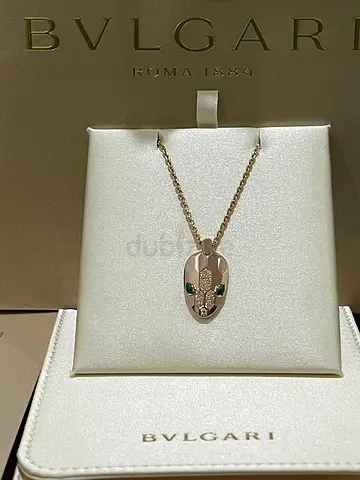 Bvlgari Serpenti Malachite Pave Diamonds Rose Gold Necklace