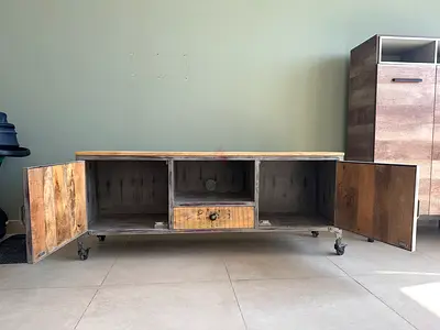 Rustic Wooden TV Stand with Storage