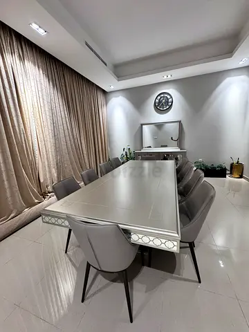Elegant Modern Dining Table with Chairs and crockery cabinet
