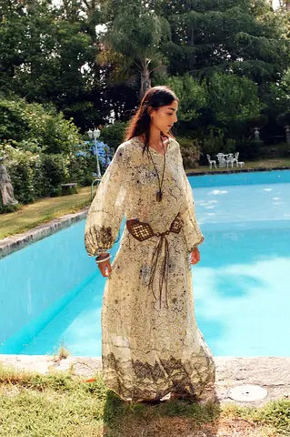 Zara Printed Skirt  Blouse Co-ord Set with Metallic Thread  Tassle Details