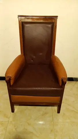 Elegant Brown Upholstered High-Back Chair Pure Leather