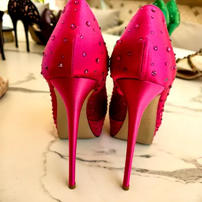 Valentino Stylish Pink High Heels with Rhinestones