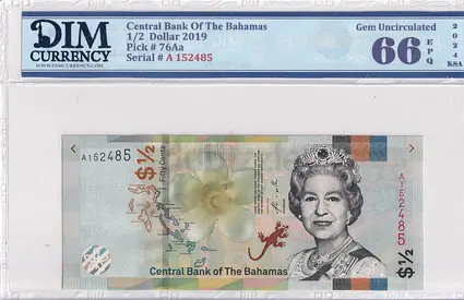 Bahamas Banknote 1/2 dollar 2019 DIM 60 AED