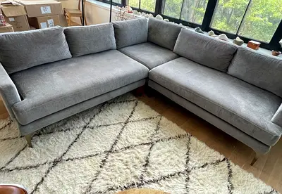 Gray velvet West elm 3___Peice sofa still in excellent condition Neat and clean