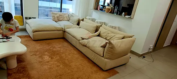 Marina home Leather L shape sectional sofa with footstool