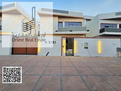 Villa for sale in Ajman, Al Helio 2 area, including registration and ownership fees, consisting of 5 master bedrooms with a majlis, a hall, and a maid