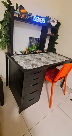 Compact Study Desk with Shelves, drwaers and chair