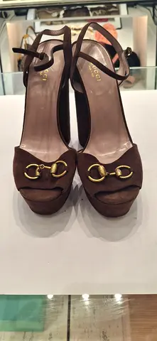 Stylish Brown Heeled Sandals by Gucci
