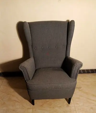 Elegant Grey Wingback Chair