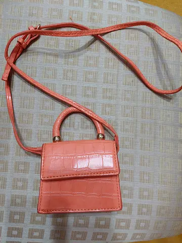 MANGO BAG Orange Crocodile Textured Sling Bag