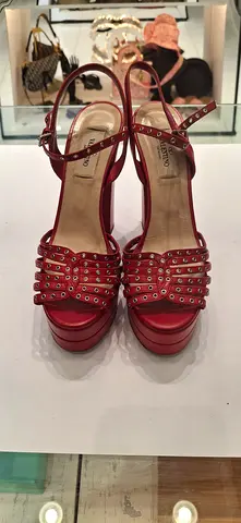 Stylish Red Heels with Decorative Straps