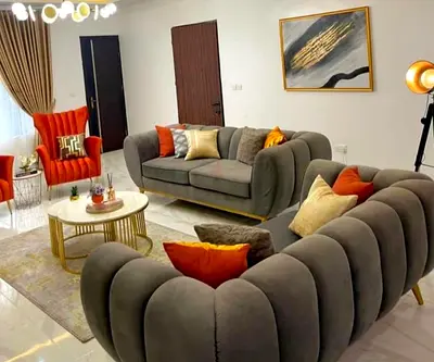 Luxury Charcoal  Burnt Orange Lounge Set