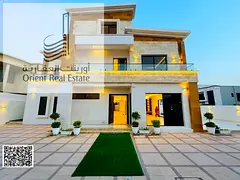 Villa for sale in Ajman, Al Yasmeen area, consisting of 8 master bedrooms + 10 bathrooms, a large ki
