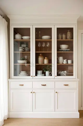 Elegant White Display Cabinet with Glass Doors