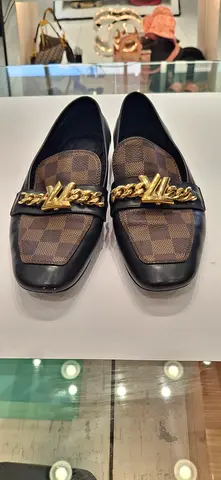 Stylish Womens Loafers with Gold Chain Detail