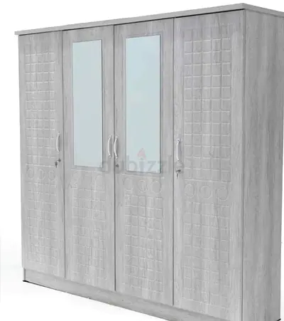 Spacious Grey Wardrobe with Mirror