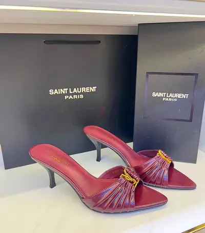 Saint Laurent Heeled Sandals in Burgundy Size Available from 36 to 41