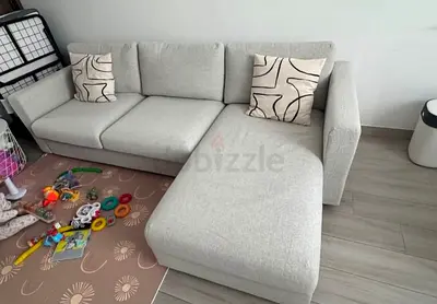 Still in excellent condition Ikea Gunnared beige L shape sofa bed with mattress comfortable sofa