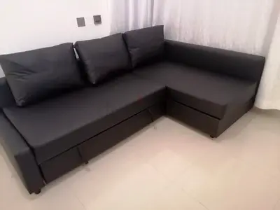 Modern Black Corner Sofa bed with Storage