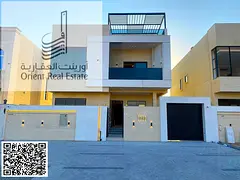 Villa for sale in Ajman, Al Zahiyah area. The villa consists of 5 master bedrooms, a majlis, 2 livin