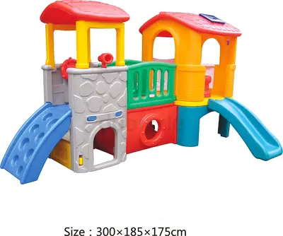 Colorful Outdoor Playhouse Slide Set، teeny twin tower House , megastar Playhouse